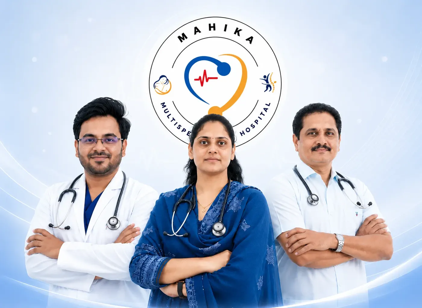 Dr. Manoj Chintala, Dr. Sindhura Reka and Dr. RVN Uma Maheshwara Rao, consultant doctors at Mahika Multispeciality Hospital, Guntur